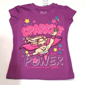 🔥SALE🔥 Mattel Barbie Girl's Sparkle Power Short Sleeved Tee NWT Size 4